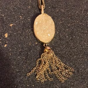 Geode like tassel long necklace